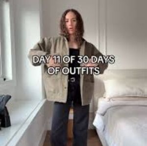 OAK + FORT Chore Jacket Blazer Viral Tik Tok Tan Classy Grunge Business Casual